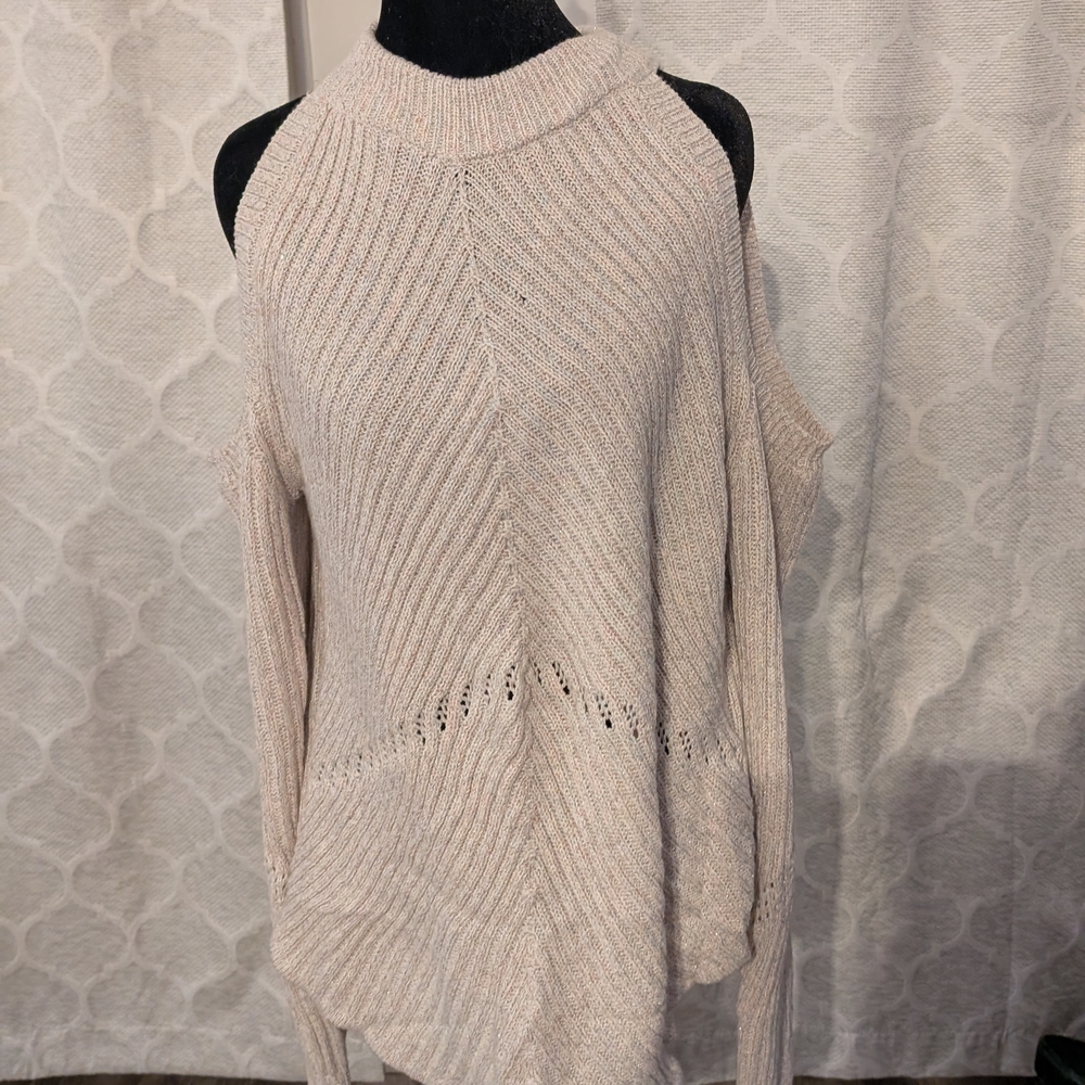 New York & Company Off-the-Shoulder Beige Sweater